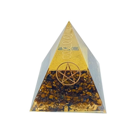 Pyramide Orgonite Oeil de Tigre Pentacle 3