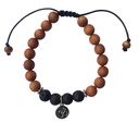 Bracelet Pierre de Lave Bois de Santal Perles rondes 8 mm Om 1