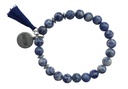 Bracelet Sodalite Perles rondes 8 mm Pompon Breloque Gratitude 1