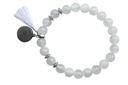 Bracelet Cristal de Roche Perles rondes 8 mm Pompon Breloque Love 1