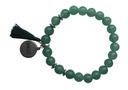 Bracelet Aventurine Verte Perles rondes 8 mm Pompon Breloque Namaste 1