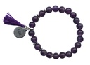 Bracelet Améthyste Perles rondes 8 mm Pompon Breloque Karma 1
