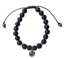 Bracelet Pierre de Lave Bois d'Ebène Perles rondes 8 mm Lune et Etoile 1