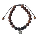 Bracelet Pierre de Lave Bois de Rose Perles rondes 8 mm Mandala 1