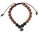 Bracelet Pierre de Lave Bois de Santal Perles rondes 8 mm Fleur de vie 1