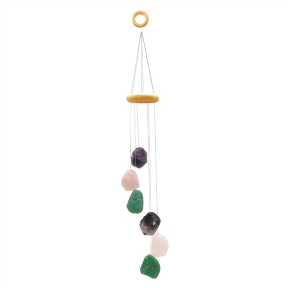 Carillon à vent Pierre brute Quartz Rose Améthyste Aventurine Verte 3