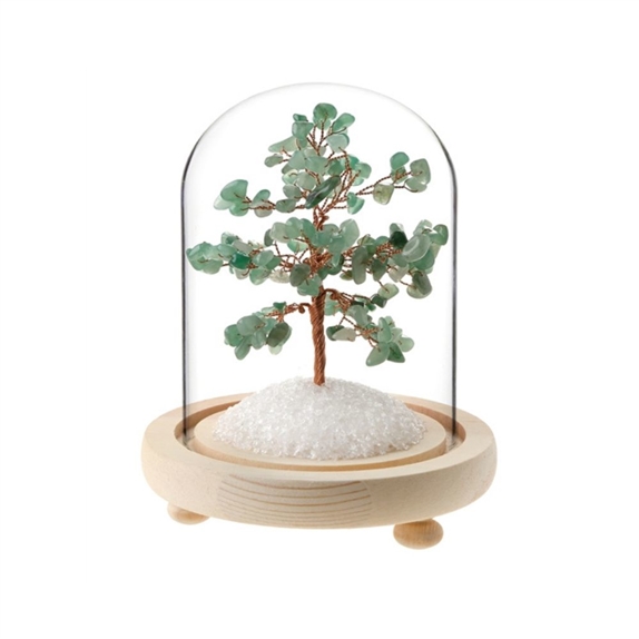 Arbre du Bonheur sous cloche Aventurine Verte 1