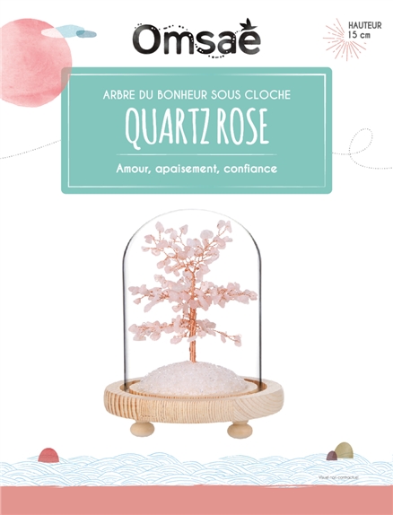 Arbre du Bonheur sous cloche Quartz Rose 2