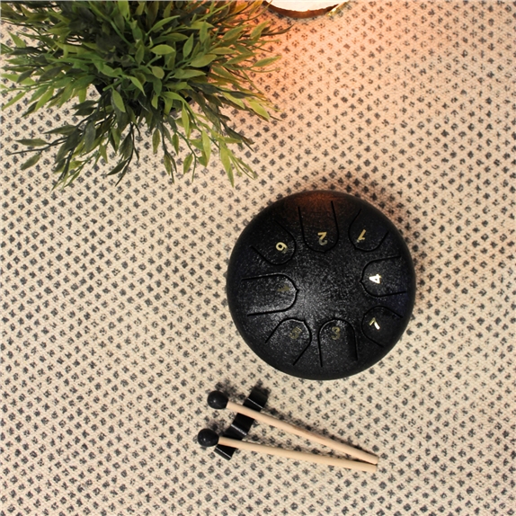 Mini Tongue Drum Noir Diamètre 15 cm 3