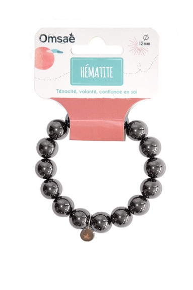 Bracelet Hématite Reconstituée Perles rondes 12 mm 2