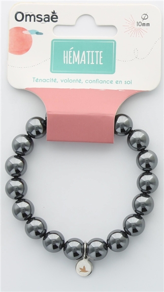 Bracelet Hématite Reconstituée Perles rondes 10 mm 2
