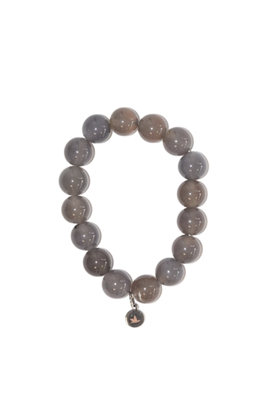 Bracelet Calcédoine Grise Perles Rondes 12 mm 1