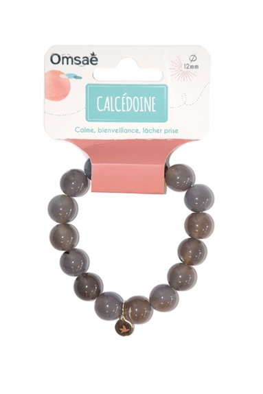 Bracelet Calcédoine Grise Perles Rondes 12 mm 2