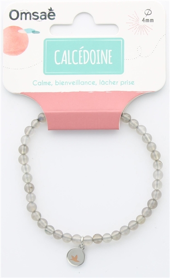 Bracelet Calcédoine Grise Perles Rondes 4 mm 2
