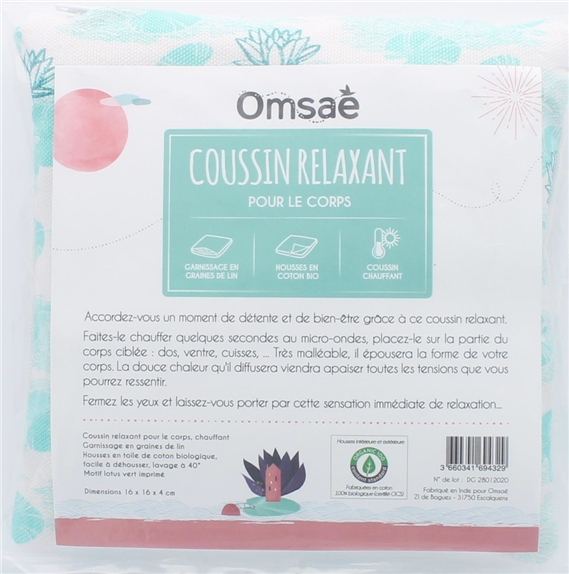 Coussin Carré Chauffant Lotus Vert 2