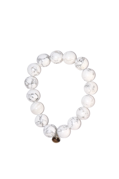 Bracelet Howlite Blanche Perles rondes 12 mm 1