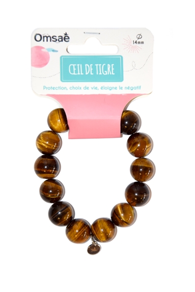 Bracelet Oeil de Tigre Perles rondes 14 mm 2