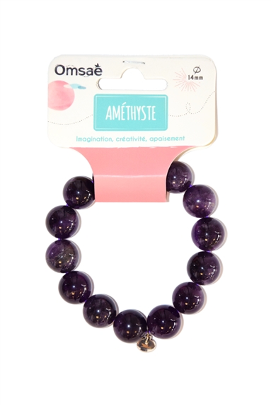 Bracelet Améthyste Perles rondes 14 mm 2