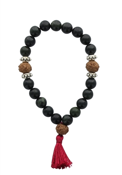 Bracelet Mala en Serpentine et Rudraksha 1