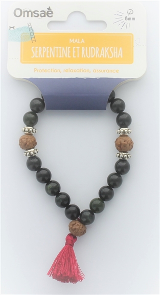 Bracelet Mala en Serpentine et Rudraksha 2