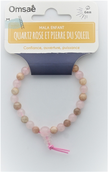 Bracelet Mala Enfant en Quartz Rose et Pierre du Soleil 2