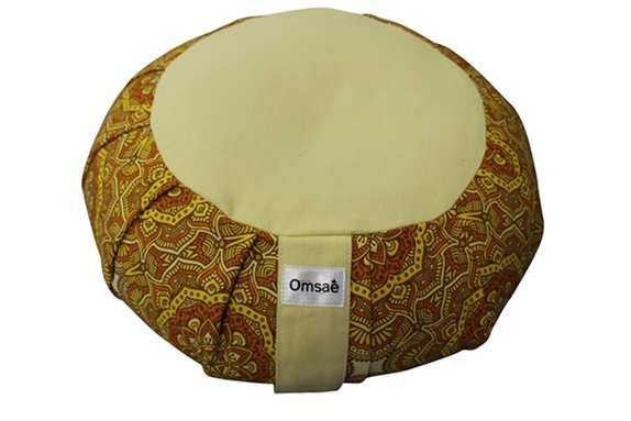 Zafu en Sarrasin Imprimé Mandala Jaune 1
