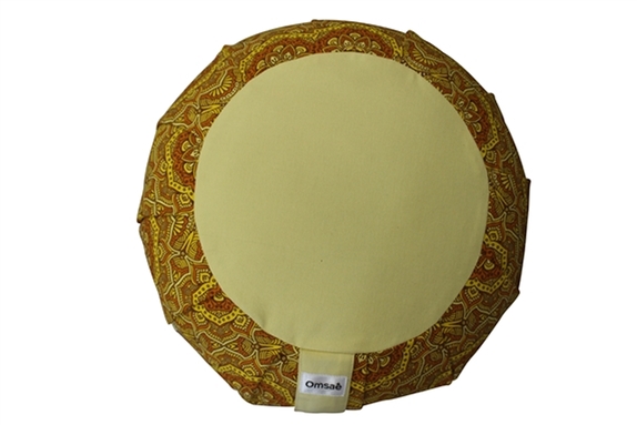 Zafu en Sarrasin Imprimé Mandala Jaune 2