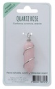 Pendentif en Quartz Rose Pointe Biterminée et Spirale en Métal Argenté 2