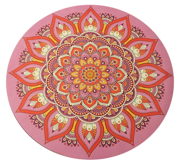 Tapis de Méditation Rond Mandala Rose 1