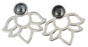 Boucles d'oreilles Hématite Perle et Lotus Métal argenté 1