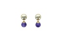 Boucles d'oreilles Améthyste Boules Réversibles Métal Doré 1