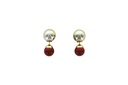 Boucles d'oreilles Jaspe Rouge Boules Réversibles Métal Doré 1