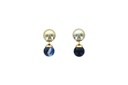 Boucles d'oreilles Sodalite Boules Réversibles Métal Doré 1
