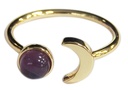 Bague Améthyste Perle 6 mm et Lune Métal doré Ajustable 1
