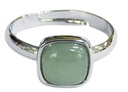 Bague Aventurine Verte Carrée Bombée Métal argenté Ajustable 1