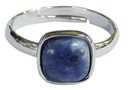 Bague Sodalite Carrée Bombée Métal argenté Ajustable 1