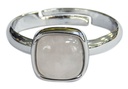Bague Quartz Rose Carrée Bombée Métal argenté Ajustable 1