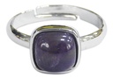 Bague Améthyste Carrée Bombée Métal argenté Ajustable 1