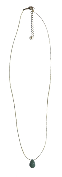 Collier Aventurine verte briolette Fil coton doré 1