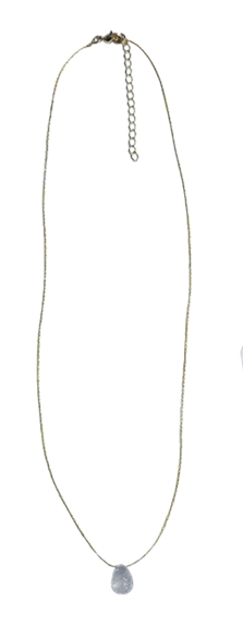 Collier Cristal de roche briolette Fil coton doré 1