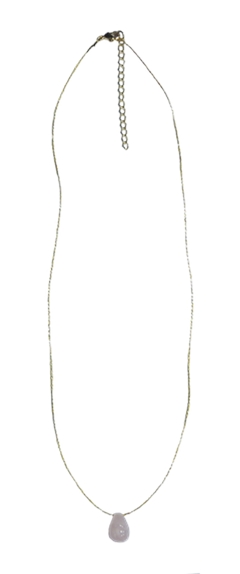 Collier Quartz Rose briolette Fil coton doré 1