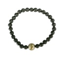 Bracelet Pierre de lave Perles rondes 6 mm et Perle unique Pyrite 1 cm 1