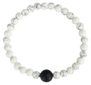 Bracelet Howlite Blanche Perles rondes 6 mm et Perle unique Onyx Noir 1 cm 1