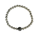 Bracelet Pyrite Perles rondes 6 mm et Perle unique Lave 1 cm 1