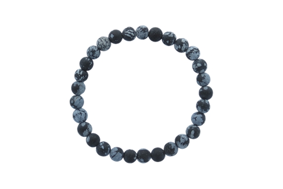 Bracelet Obsidienne mouchetée Perles rondes 6 mm Mates 1