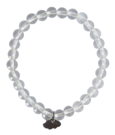 Bracelet Cristal de Roche Perles rondes 6 mm Breloque nuage 1