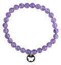 Bracelet Améthyste Perles rondes 6 mm Breloque papillon 1