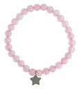 Bracelet Quartz Rose Perles rondes 6 mm Breloque étoile 1