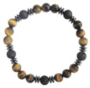 Bracelet H Oeil de tigre et Pierre de lave Perles rondes 8 mm 1