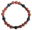 Bracelet H Jaspe Rouge et Pierre de lave Perles rondes 8 mm 1